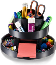 Load image into Gallery viewer, Officemate Deluxe Rotary Organizer, 16 Compartments, Recycled, Black (26255)