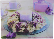 Load image into Gallery viewer, Northlight Seasonal 11.75 in. x 15.75 in. Polka Dot Candle in a Hydrangea Candle Ring LED Lighted Canvas Wall Art