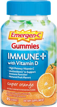Load image into Gallery viewer, Emergen-C Immune+ Immune Gummies, Vitamin D plus 750 mg Vitamin C, Immune Support Dietary Supplement, Caffeine Free, Gluten Free, Super Orange Flavor - 45 Count