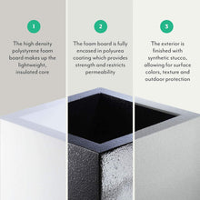Load image into Gallery viewer, PolyStone Cozumel Tall Modern Outdoor/Indoor Column Planter, Lightweight, Heavy Duty, Weather Resistant, Polymer Finish, Commercial Grade and Residential, 23" L x 18" W x 30" H