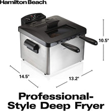 Load image into Gallery viewer, Hamilton Beach Deep Fryer with 2 Frying Baskets, 19 Cups / 4.5 Liters Oil Capacity, Lid with View Window, Professional Grade, Electric, 1800 Watts, Stainless Steel (35036)