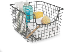 Load image into Gallery viewer, Scoop Wire Basket, Vintage-Inspired Steel Storage Solution for Kitchen, Pantry, Closet, Bathroom, Medium, Cool Gray