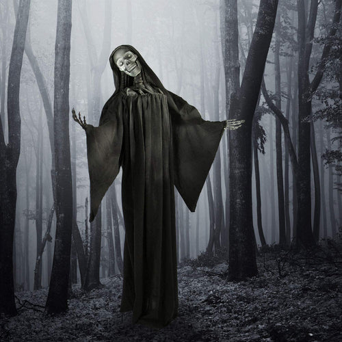 Haunted Hill Farm HHRPR-5FLSA Life-Size Animatronic Reaper, Indoor/Outdoor Halloween Decoration, Multi