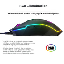 Load image into Gallery viewer, Cooler Master CM310 Gaming Mouse with Ambidextrous Grips, 10000 DPI Optical Sensor, and RGB Illumination