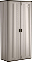 Load image into Gallery viewer, Suncast Mega Tall Storage Cabinet - Resin Construction for Garage Storage - 80.25" Garage Organizer with Shelving and Holds up to 75lbs. - Platinum Doors &amp; Slate Top