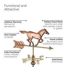 Load image into Gallery viewer, Good Directions 801PG Horse Garden Weathervane, Polished Copper with Garden Pole