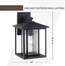 Load image into Gallery viewer, Sea Gull Lighting 88027-12 Hunnington One-Light Outdoor Wall Lantern Outside Fixture, Large, Black Finish