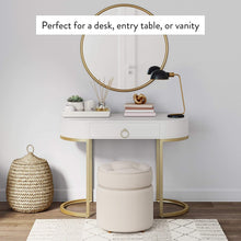 Load image into Gallery viewer, Nathan James Leighton Small Oval Glam Brass Accents, Vanity or Writing Desk for Home or Office
