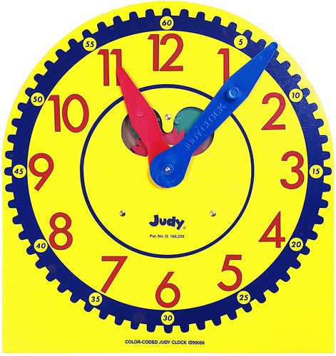 Carson Dellosa Judy Clock—Teaching Kids to Tell Time, Color-Coded Hour and Minute Hands, Toy Clock with Metal Stand, Classroom or Homeschool (13