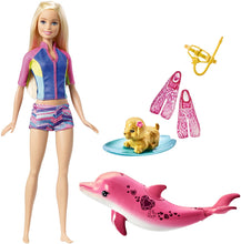 Load image into Gallery viewer, Barbie Dolphin Magic Snorkel Fun Friends Playset