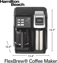 Load image into Gallery viewer, Hamilton Beach 49976 FlexBrew Coffee Maker, Single Serve &amp; Full 12 Pot, Compatible for K-Cup Pods or Grounds, Black