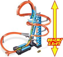 Load image into Gallery viewer, Hot Wheels Sky Crash Tower Track Set, 2.5+ ft / 83 cm High with Motorized Booster, Orange Track &amp; 1 Vehicle