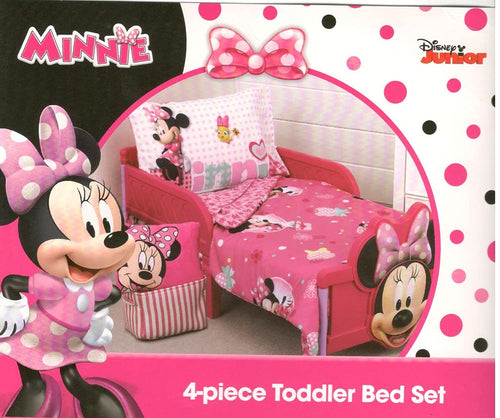 Disney Minnie Mouse Smart & Sweet 4-Piece Toddler Bedding Set - New, Standard crib Mattress
