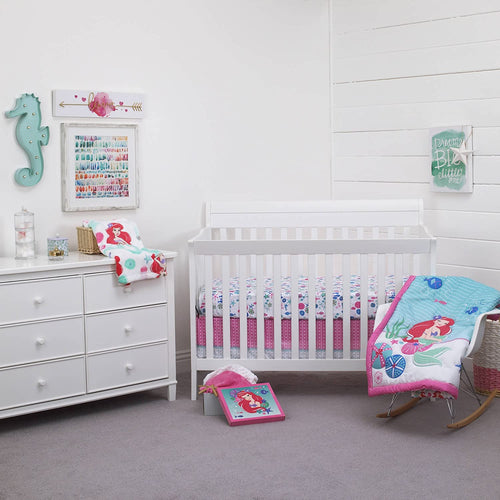 Disney Baby Ariel Little Mermaid Ocean Beauty Crib Bedding Set, 4 Piece