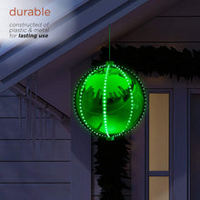 Load image into Gallery viewer, Alpine Corporation LPA108L-GN Hanging Christmas Ball Ornament with Chasing LED Lights Plug-in Festive Indoor Holiday Décor, 13-Inch Tall, Green