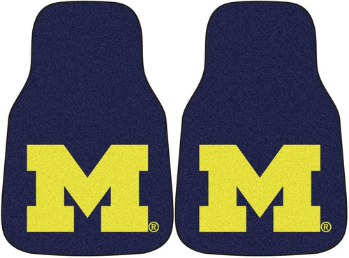 FANMATS Home Indoor Sports Team Logo Michigan 2-Piece Carpeted Car Mats 18