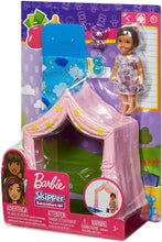 Load image into Gallery viewer, Barbie Skipper Babysitters Inc. Doll Playset Includes Small Toddler Doll, Pink Tent and Cloud-Print Sleeping Bag, Plus Bottle and Teddy Bear, Gift for 3 to 7 Year Olds