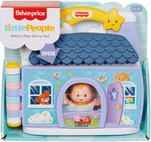 Load image into Gallery viewer, Fisher-Price Little People Baby&#39;s Day Story Set, 2 in 1 book and playset with baby figure for toddlers and preschool kids