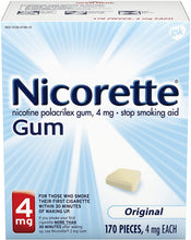 Load image into Gallery viewer, Nicorette 4 mg Nicotine Gum to Quit Smoking - Unflavored Stop Smoking Aid, Original, 170 Count