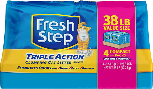 Fresh Step Triple Action, Clumping Cat Litter, Scented, 38 Pounds