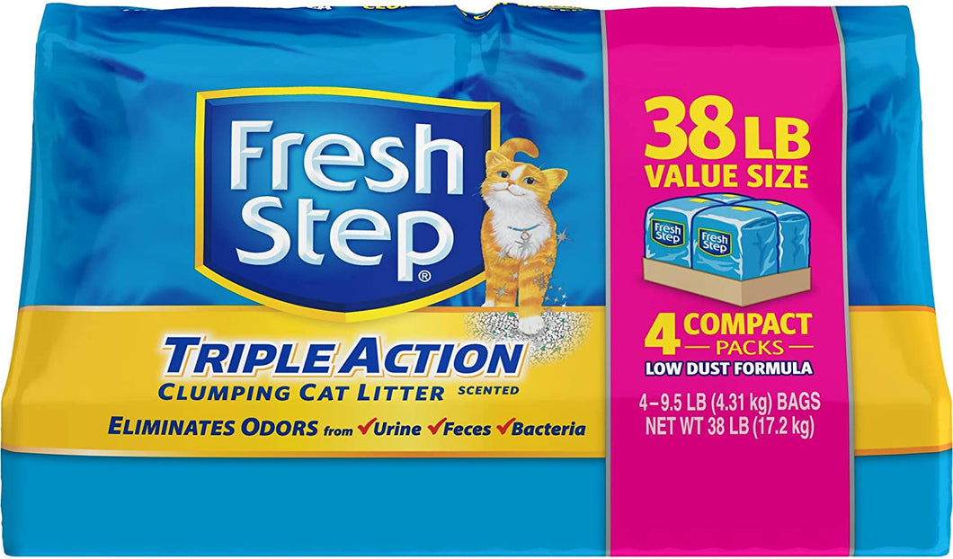 Fresh Step Triple Action, Clumping Cat Litter, Scented, 38 Pounds