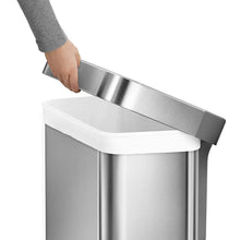 Load image into Gallery viewer, simplehuman 45 Liter / 12 Gallon Stainless Steel Rectangular Kitchen Step Trash Can with Liner Pocket, Brushed Stainless Steel