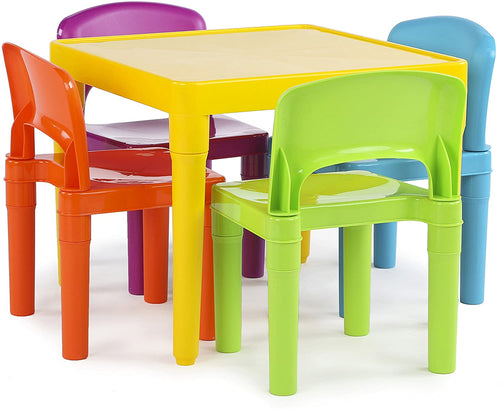 Humble Crew, Vibrant Kids Plastic Table and 4 Chairs Set