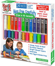 Load image into Gallery viewer, Pencil Grip Kwikstix Thin Stix Solid Tempera Paint 24 Pack, Super Quick Drying, 12 Classic 6 Neon &amp; 6 Metallix Colors, (TPG-620)