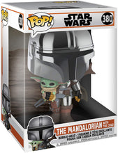 Load image into Gallery viewer, Pop! Star Wars: The Mandalorian - 10 Inch Chrome Mandalorian with The Child Vinyl Action Figure