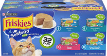 Load image into Gallery viewer, Purina Friskies Seafood Adult Wet Cat Food Variety Pack - (32) 5.5 oz. Cans
