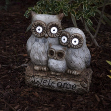 Load image into Gallery viewer, Alpine Corporation Benzara ALP-QWR476SLR 16&quot; Solar Owl Family Welcome Statue Animal Statue