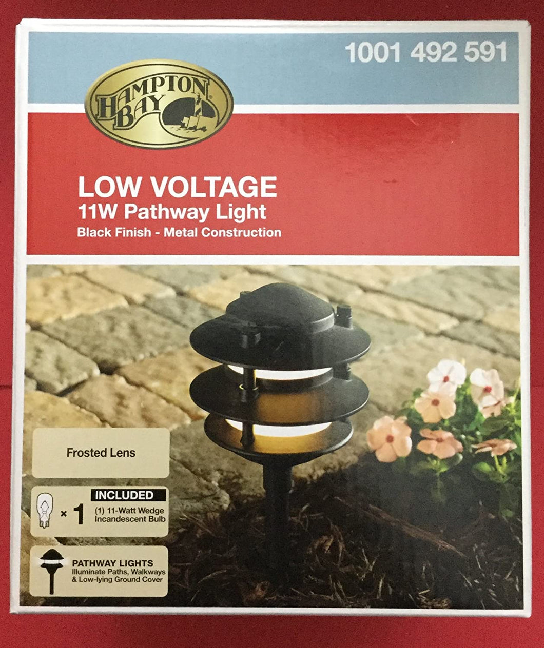Hampton Bay Low Voltage 11-Watt Black Incandescent 3-Tier Halogen Path Light