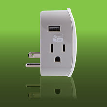 Load image into Gallery viewer, GE Enbrighten Z-Wave Plus Smart Plug with 2 USB Ports (3.4A Shared), 2 Individually Controlled Outlets, On/Off Switch, Zwave Hub Required, Works with SmartThings Wink &amp; Alexa, 28177, White