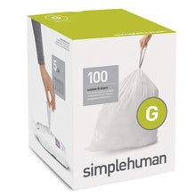 Load image into Gallery viewer, simplehuman Code G Custom Fit Liners, Drawstring Trash Bags, 30 Liter / 8 Gallon, 100-Count Box