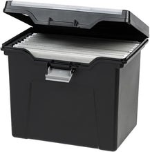 Load image into Gallery viewer, IRIS USA Letter Size Portable File Box with Organizer Lid, Black