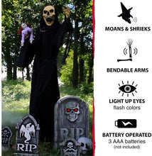 Load image into Gallery viewer, Haunted Hill Farm HHRPR-6FLSA Life-Size Animatronic Reaper, Indoor/Outdoor Halloween Decoration, Multi
