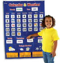 Load image into Gallery viewer, Learning Resources Calendar &amp; Weather Pocket Chart, Classroom Organization, Homeschool Supplies, School &amp; Classroom Supplies, 136 Piece,Multi-color,30 3/4" x 44 1/4", Ages 3+