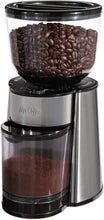 Load image into Gallery viewer, Mr. Coffee Automatic Burr Mill Coffee Grinder with 18 Custom Grinders, Silver