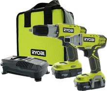 Load image into Gallery viewer, Ryobi P1832 18V One+ Handheld Drill/Driver and Impact Driver Kit (6 Piece Bundle, 1x P277 Drill / Driver, 1x P235 Impact Driver, 1x P118 Dual Chemistry Charger, 2x P102 18V Batteries, 1x Tool Bag)