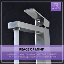 Load image into Gallery viewer, Modern Tempered Glass Vessel Square Sink with Single Hole in Blazing Blue and Single Handle Enti Bathroom Sink Faucet in Polished Chrome | Viace LSAZ056-096 by ANZZI