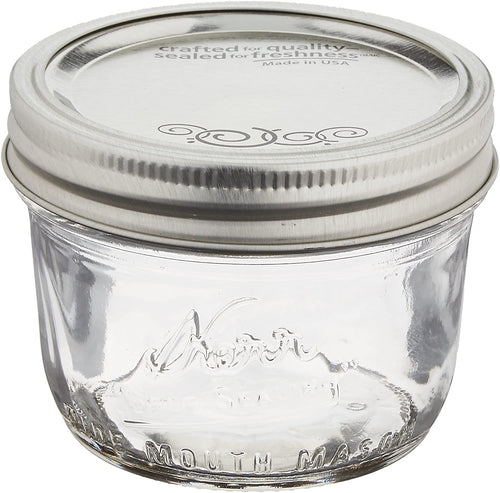 Jarden Kerr Wide Mouth Half-Pint Glass Mason Jars 8-Ounces with Lids and Bands 12-Count per Case (1-Case)