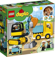 Load image into Gallery viewer, LEGO DUPLO Construction Truck &amp; Tracked Excavator 10931 Building Site Toy for Kids Aged 2 and Up; Digger Toy and Tipper Truck Building Set for Toddlers, New 2020 (20 Pieces)