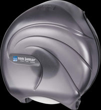 Load image into Gallery viewer, San Jamar R2090TBK Single 9" Jumbo Bath Tissue Dispenser, Oceans Design, Transparent Black Pearl
