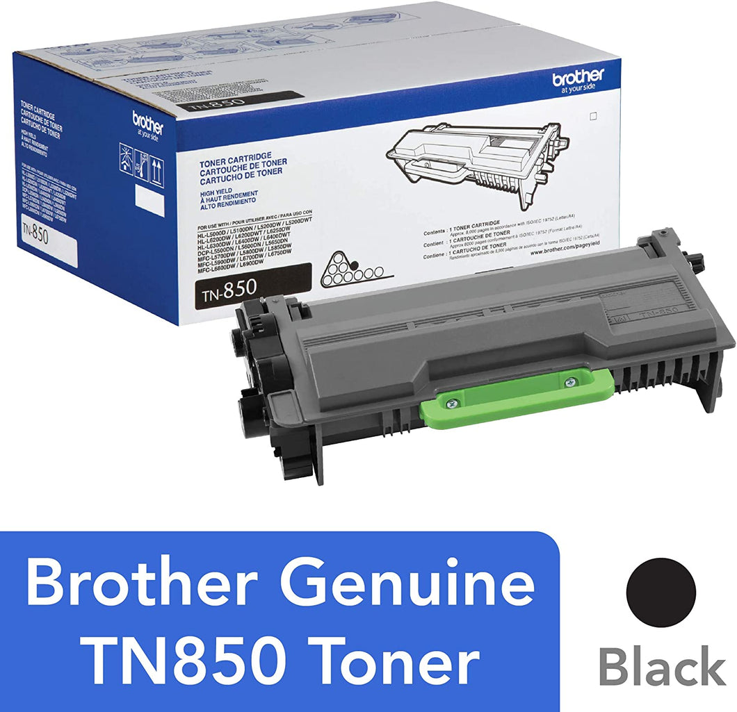 Brother TN-850 DCP-L5500 L5600 L5650 HL-L5000 L5100 L5200 L6200 L650 L6300 L6400 MFC-L5700 L5750 L5800 L5850 L5900 L6700 L6750 L6800 L6900 Toner Cartridge (Black) in Retail Packaging