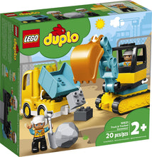 Load image into Gallery viewer, LEGO DUPLO Construction Truck &amp; Tracked Excavator 10931 Building Site Toy for Kids Aged 2 and Up; Digger Toy and Tipper Truck Building Set for Toddlers, New 2020 (20 Pieces)