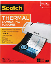 Load image into Gallery viewer, Scotch Thermal Laminating Pouches, 8.9 x 11.4-Inches, 3 mil Thick, 50-Pack (TP3854-50),Clear