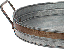 Load image into Gallery viewer, Stonebriar Oval Galvanized Metal Serving Tray with Rust Trim and Metal Handle