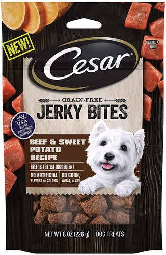 Cesar Grain Free Jerky Bites/Beef and Sweet Potato Dog Treats, 8 oz.