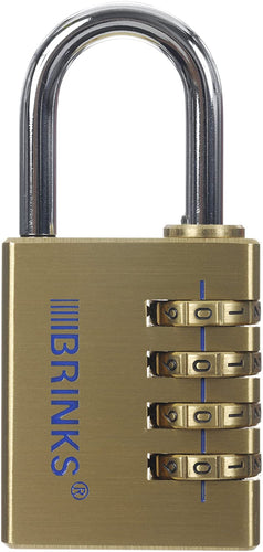 Brinks 151-40501 Solid Brass Padlock with Resettable Combination, 1-9/16-inch (40mm)