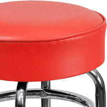 Load image into Gallery viewer, Double Ring Chrome Barstool with Black Seat